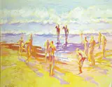 Eli Silseth, Figurer på strand, Olje på lerret