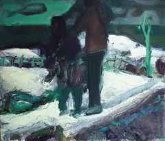 Søsken by Håvard Vikhagen, Olje på lerret, sold Jun 2001