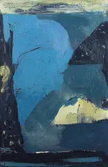Tre i blått landskap by Per Morten Karlsen, 1991, Olje på lerret, sold Jun 2001