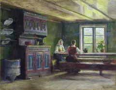 Marie Tannæs, Interiør fra Våge, 1903, Olje på lerret