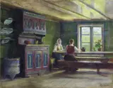 Marie Tannæs, Interiør fra Våge, 1903, Olje på lerret