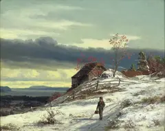Johan Fredrik Eckersberg, Utsikt fra Borgen mot Bygdøy, 1859, Olje på lerret, oppklebet på plate
