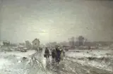 Ludvig Munthe, Kvinner og mann på landevei ved landsby