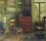 Helene Gundersen, Interiør vinter, Olje på lerret