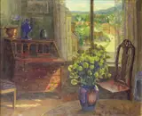 Helene Gundersen, Interiør sommer, Olje på lerret