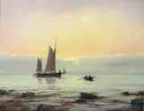 Johan Jacob Bennetter, Vi ror i land, 1887, Olje på lerret