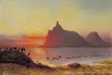 Frants Diderik Bøe, Midnattsol ved Hestmanøy i Nordland, 1883, Olje på lerret