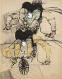 Felix Angel, [Ciclistas], 1982, Mixta sobre papel