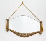 Espejo art déco, Madera dorada, cordón y flecos de seda, Madera dorada, cordón y flecos de seda