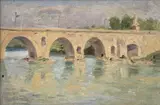 Ricardo Acevedo Bernal, Puente de Milvio/Río Tiber / Roma, Óleo sobre lienzo