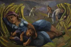 Reposo by Alipio Jaramillo, década de 1950, Óleo sobre cartón, sold Nov 2025