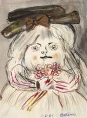 Monalisa by Fernando Botero, 1961, Mixta - crayon, lápiz, pastel, óleo sobre papel, sold Nov 2025