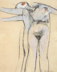 Luis Caballero, Sin título, década de 1960, Pastel graso y lápiz sobre papel