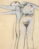 Luis Caballero, Sin título, década de 1960, Pastel graso y lápiz sobre papel