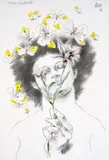 Enrique Grau, Flor asediada, 1996, Mixta sobre papel
