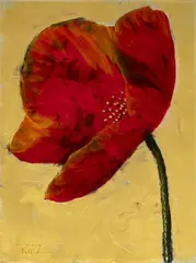 Pedro Ruiz, Amapola de la serie Love is in the air, 2023, Collage y acrílico sobre madera con acabado en resina
