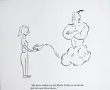 Pablo Helguera, Artoon (My 3 wishes are for Marta Traba to curate me into her next three shows), 2022, Tinta sobre papel