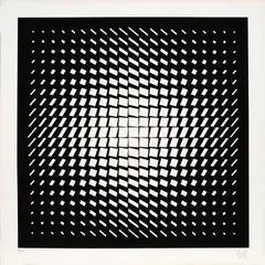 De la carpeta Groupe de recherche d'art visuel 1960-1968 by Jean-Pierre Yvaral, 1975, Serigrafía sobre papel, Ejemplar 98 de 150, sold Oct 2025