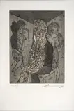 Jose Luis Cuevas, El fantasma del pintor, 1993, Aguafuerte y aguatinta sobre papel. Ejemplar XXXVIII de L