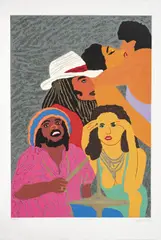 Maripaz Jaramillo, Reggae, 1995, Serigrafía intervenida con escarcha sobre papel. Ejemplar 81 de 1000