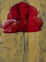 Pedro Ruiz, Amapola de la serie Love is in the air, 2013, Collage y acrílico sobre madera con acabado en resina