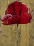 Pedro Ruiz, Amapola de la serie Love is in the air, 2013, Collage y acrílico sobre madera con acabado en resina