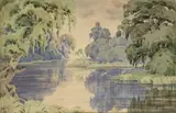 Sergio Trujillo Magnenat, [Río Tropical], Acuarela sobre papel