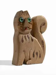 [Gato] by Hernando Tejada, Madera tallada, alambre de cobre y botones de plástico, sold May 2025