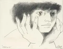 Enrique Grau, Pensar, 1999, Lápiz sobre papel