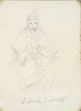 Débora Arango, Boceto [Cardenal y niños], Lápiz sobre papel