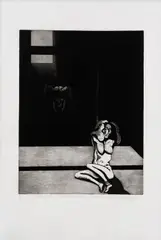 Umberto Giangrandi, Sin título de la serie América Latina, 1971, Punta seca y aguafuerte sobre papel. Ejempla prueba de artista