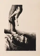 Sin título de la serie Noche oscura de San Juan de la Cruz by Luis Caballero, 1977, Litografía sobre papel. Ejemplar 6 de 60, sold Apr 2025