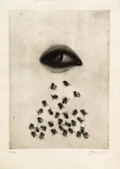 Sin título del libro El beso de Dios by David Manzur, 1988, Aguafuerte y punta seca sobre papel. Ejemplar 221 de 225, sold Apr 2025