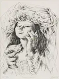 Enrique Grau, Novia que brinda, 1988, Litografía sobre papel, Ejemplar prueba de artista 15 de 30
