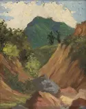 Alejandro Gómez Leal, [Paisaje], Óleo sobre tela montada en madera