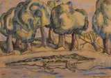 Pedro Alcántara, Cocodrilo, 1950, Acuarela sobre papel