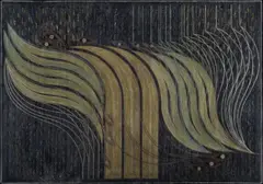 Alberto Arboleda, Fondo marino de senderos dormidos, 1982, Collage metalizado sobre papel