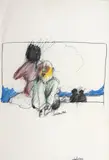 Luciano Jaramillo, Incomunicación, 1974, Pastel, crayón y grafito sobre papel