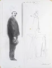 Juan Cárdenas, Hombre con sombrero, mujer saltando cuerda, 1983, Lápiz sobre papel