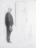 Juan Cárdenas, Hombre con sombrero, mujer saltando cuerda, 1983, Lápiz sobre papel