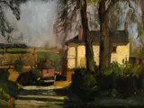 George Herbert Buckingham Holland, Landscape In Northamptonshire, oil on canvas 33cm by 42cm