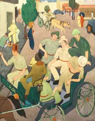 R.s. Kargutkar, Bombay (Mumbai) Street Scene With British Soldier's (Circa 1945), watercolour and gouache 43cm by 34cm
