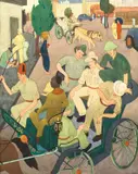 R.s. Kargutkar, Bombay (Mumbai) Street Scene With British Soldier's (Circa 1945), watercolour and gouache 43cm by 34cm