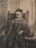 Jan Lutma, Goldsmith by Rembrandt Harmensz van Rijn, 1656, Etching, sold Apr 2019