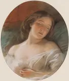 Alonzo Myron Kimball, Portrait Of A Woman Sleeping, pastel