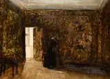 William Fettes Douglas, A Tapestry Lined Interior, oil on board