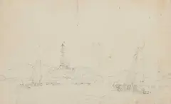 George Chinnery, Chinese Coastline With A Distant Pagoda, pencil on paper