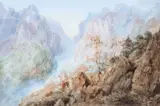 Figures On A Hillside With A Temple And A Distant Waterfall by Sir Charles D'Oyly, 7th Baronet, watercolour, sold Apr 2019