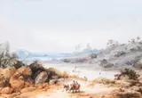 A River Scene With Cowherds, Figures Fishing & Boating by Sir Charles D'Oyly, 7th Baronet, watercolour, sold Apr 2019