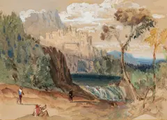 Frederick Lee Bridell, An Italian Hill-Town By A Lake, Watercolour